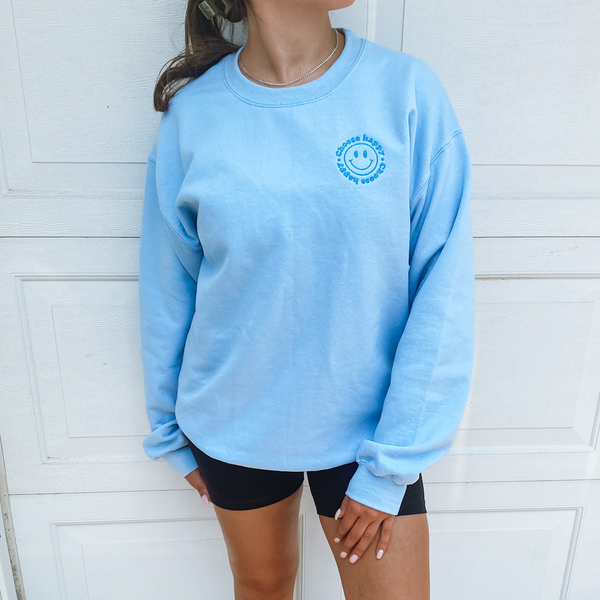 Light Blue Choose Happy Crewneck