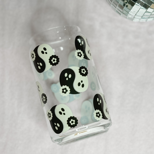 Yin Yang Ghosts Glass Cup