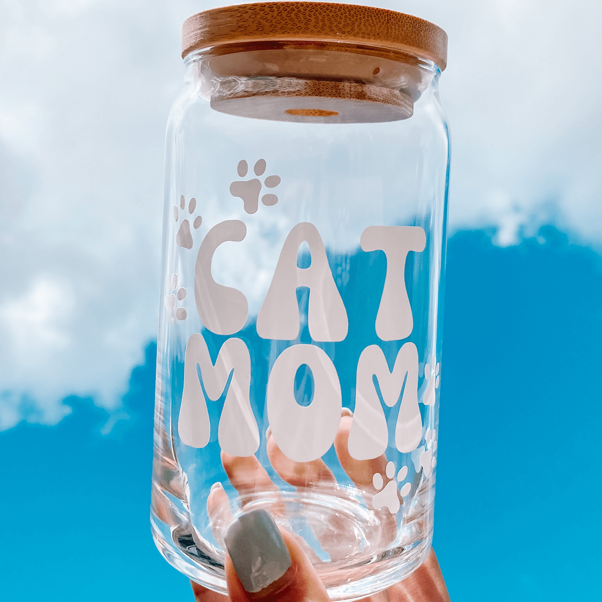 Cat Mom Glass Cup