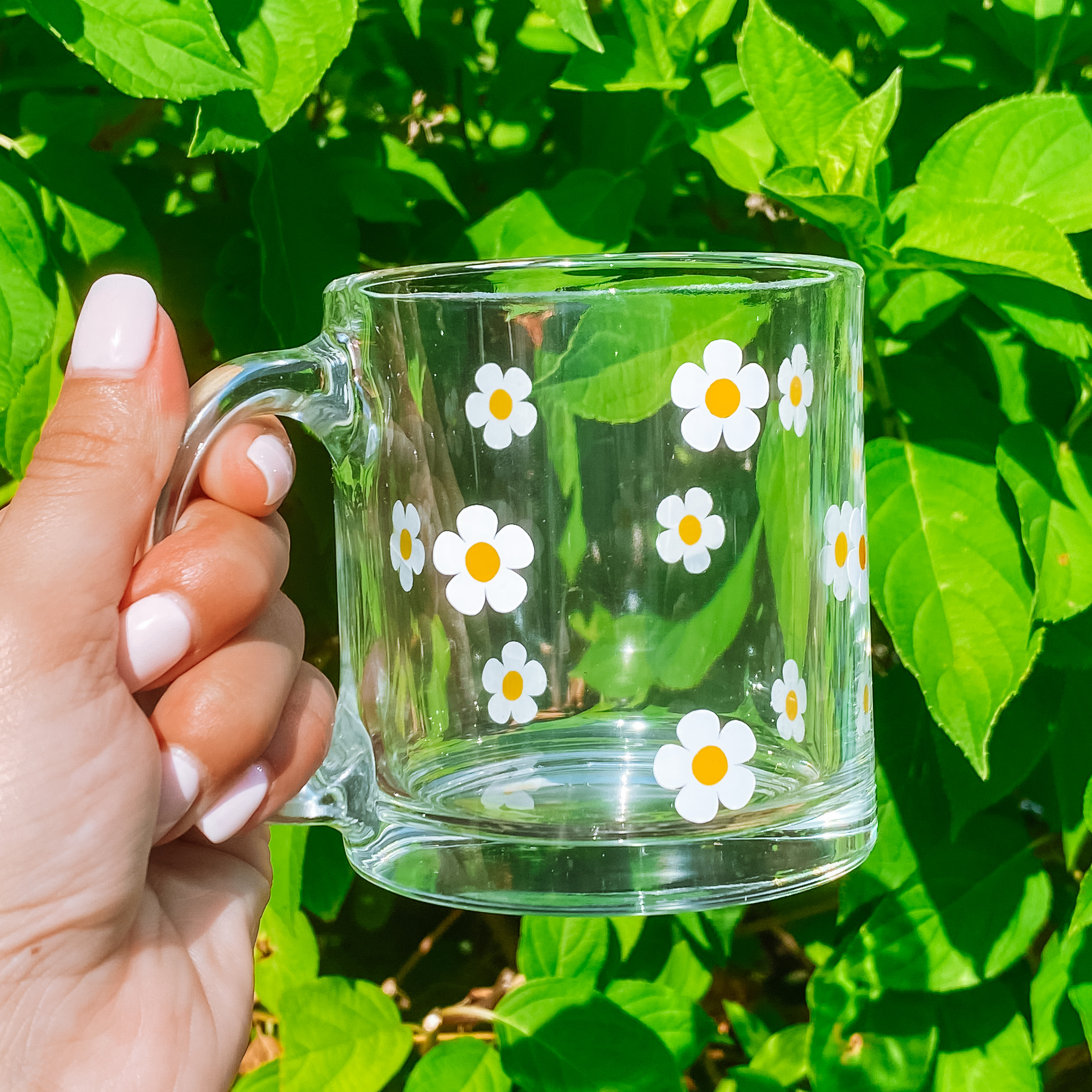 Retro Daisies Glass Mug